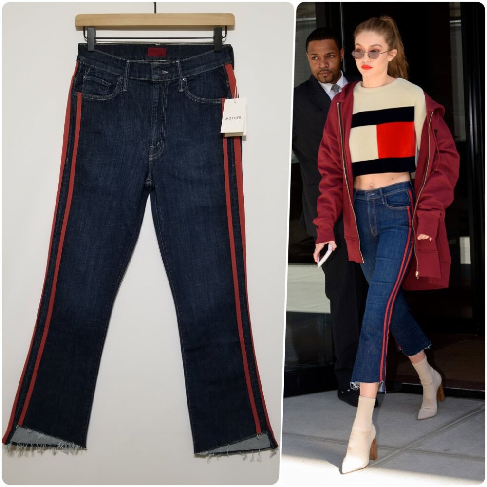 NWT Mother Denim The Insider Crop Step Fray in Speed Racer As Seen On Gigi Hadid